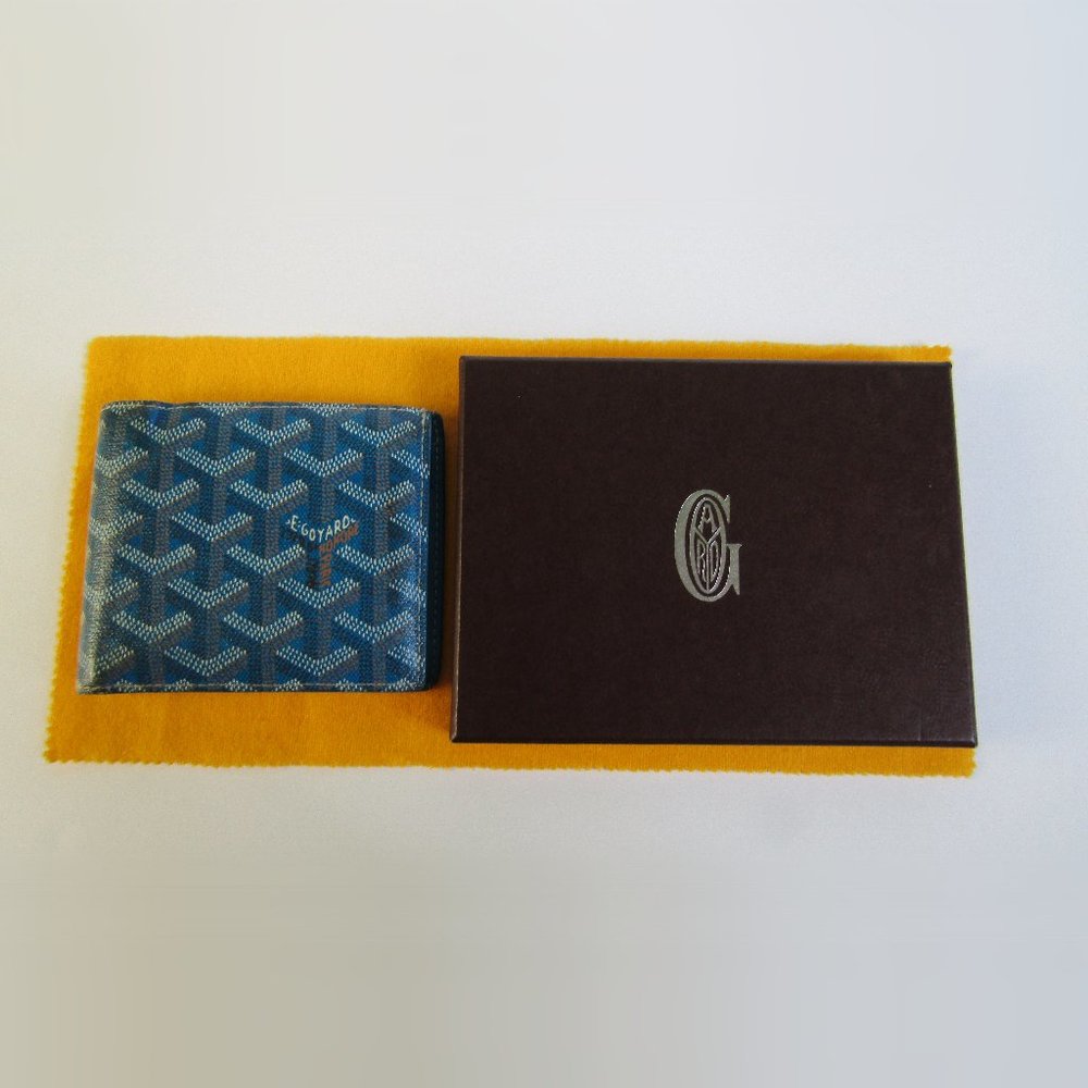 Authentic Goyard Florentin Bifold Wallet Blue